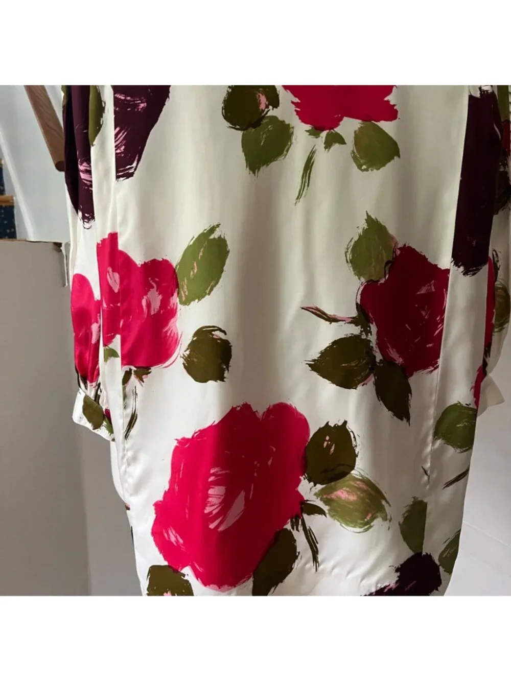 Kate Spade New York Size XXS Red Green Just Rosy Silk Blend Floral Shift Dress
